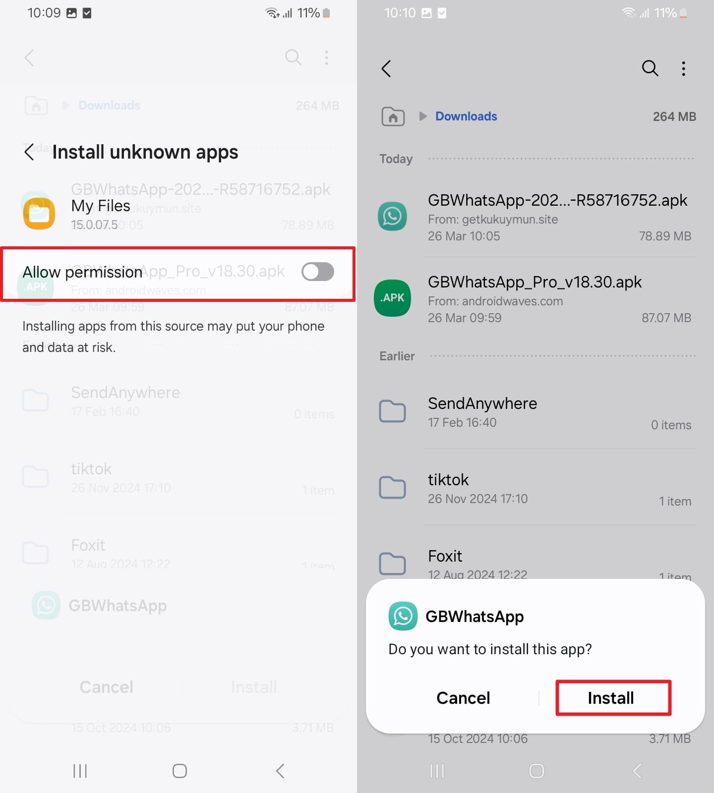 allow permissions and install app