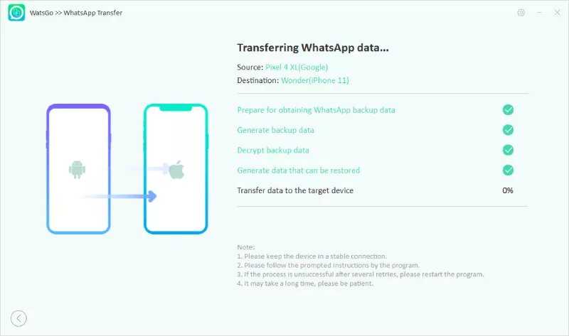 start to generate whatsapp backup