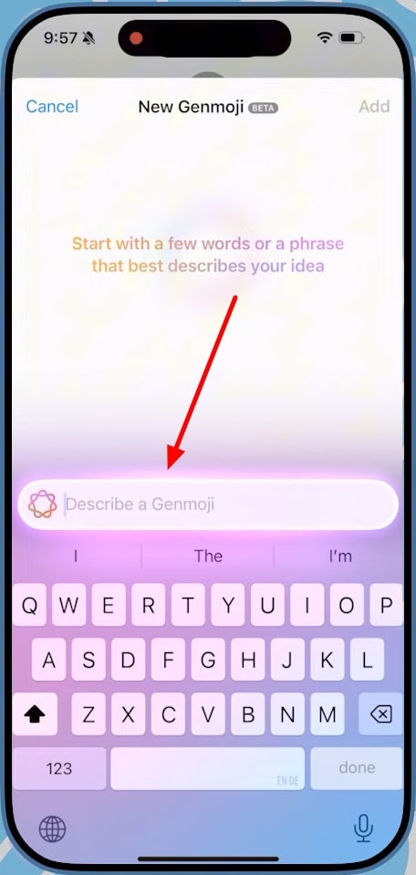 describe emoji in text bar