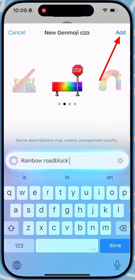add generated genmoji to chat