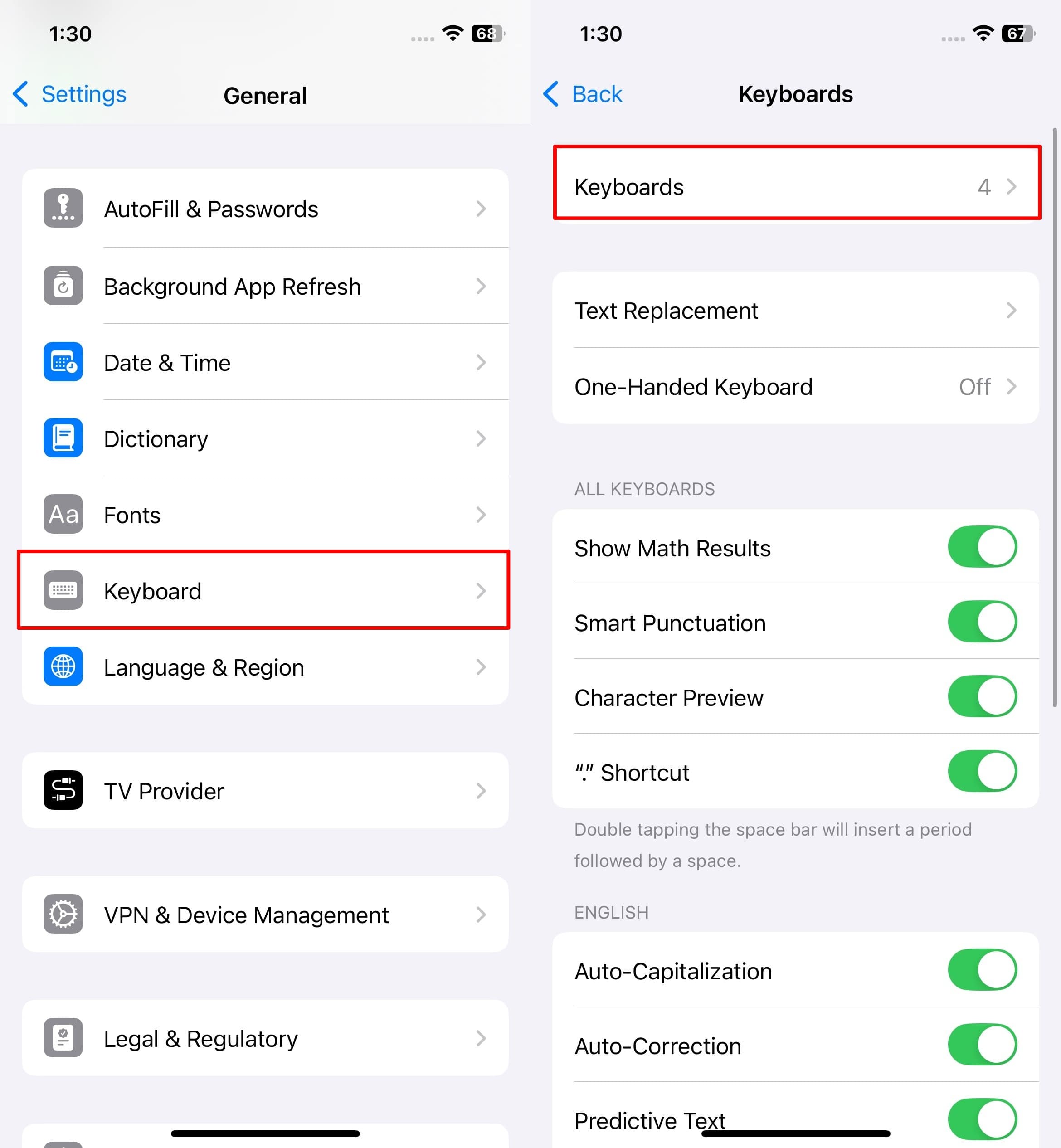 go to keyboard settings