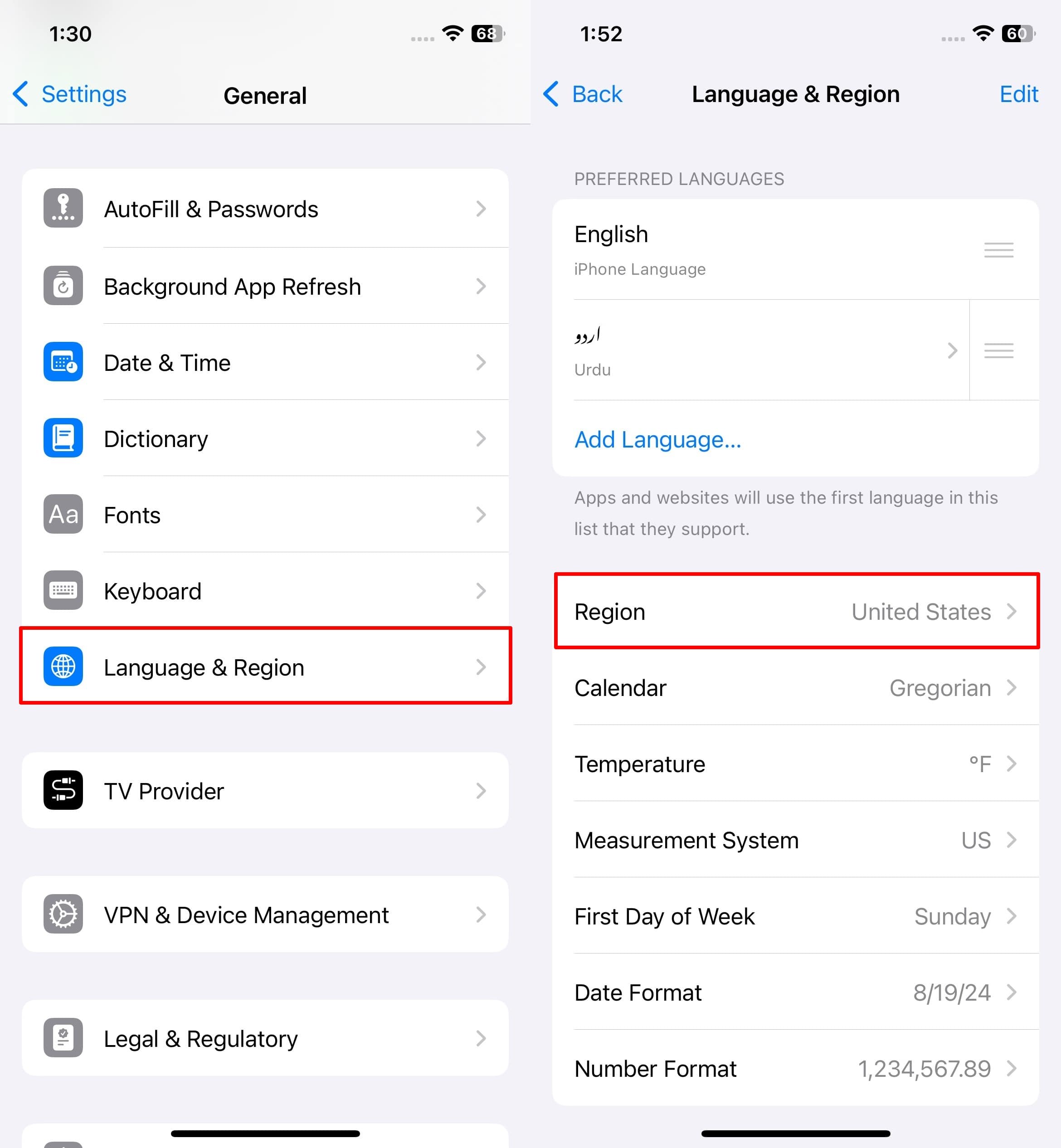 set region to united states