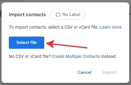 choose select files to import google contacts