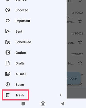 gmail trash android