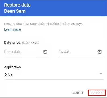 google admin restore