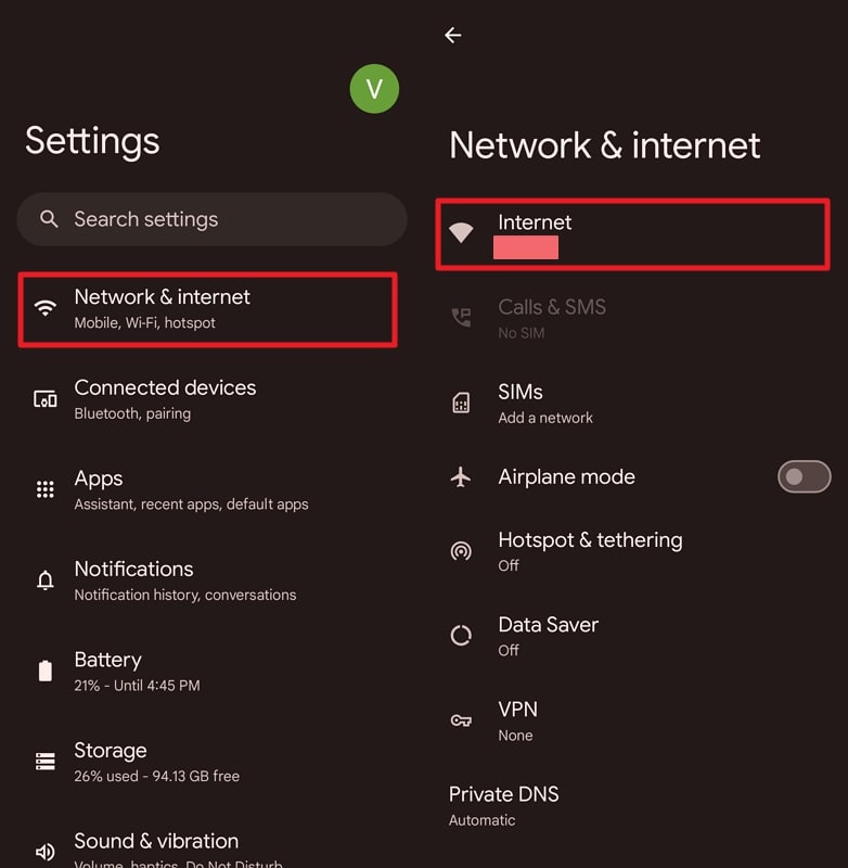 open network settings in pixel