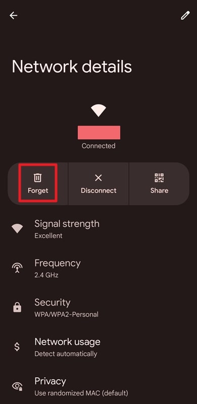 orget network on google pixel