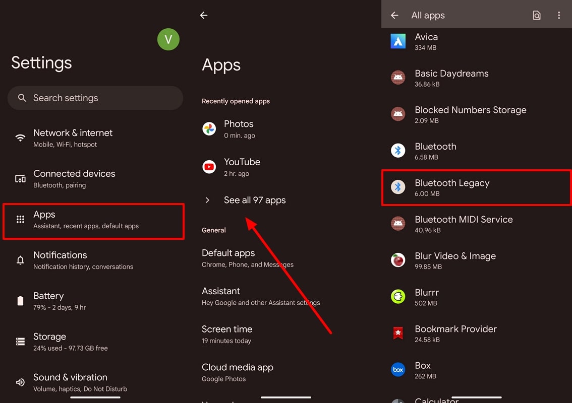 choose bluetooth legacy app