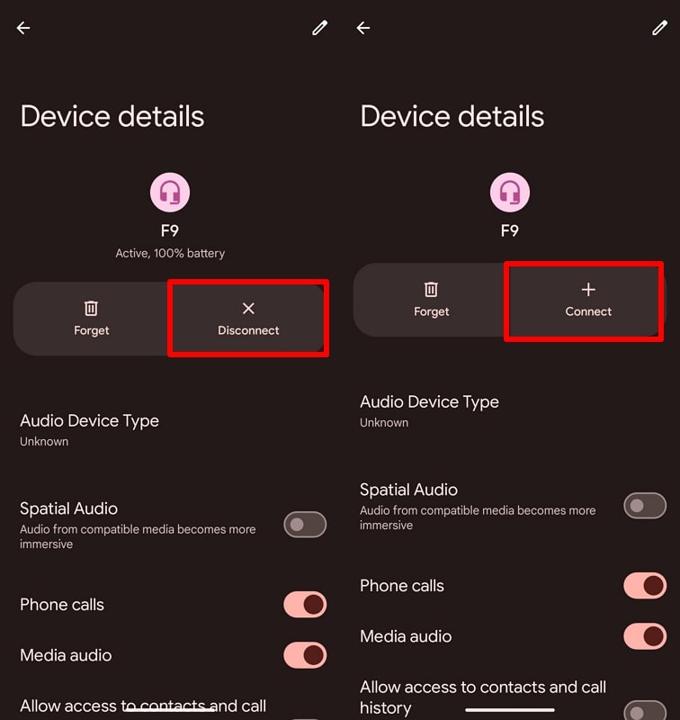 connect and disconnect the device