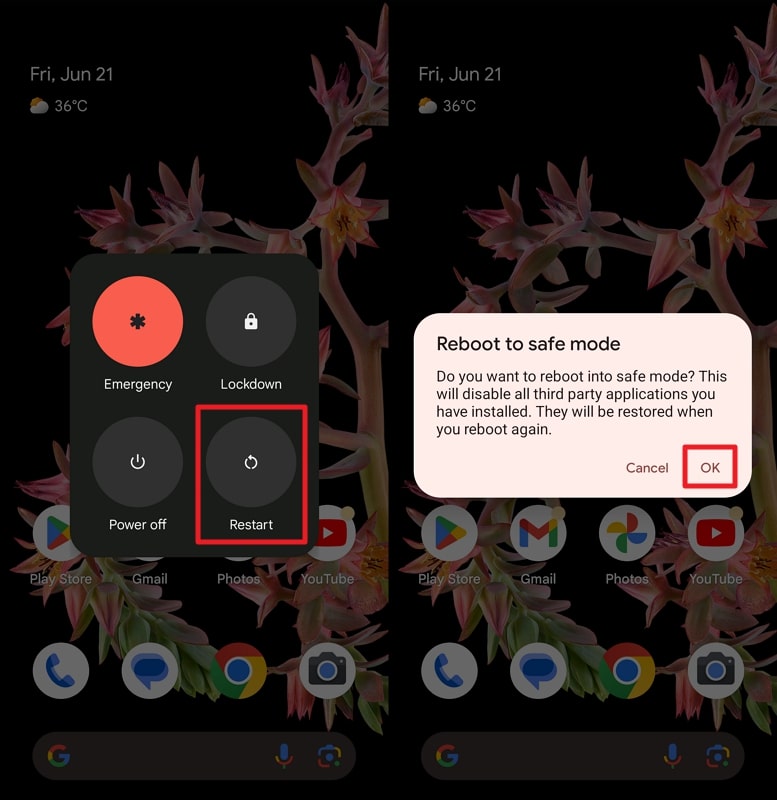 enable the safe mode