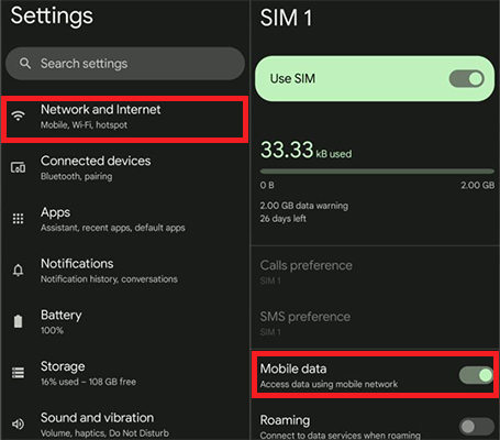 google pixel cellular data