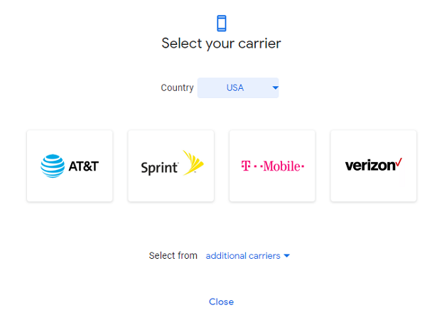 select carrier on Google Pixel Repair Tool