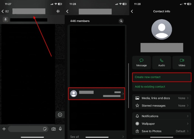 create new contact from groups