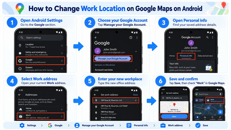 How to Change Work Location on Google Maps on Android