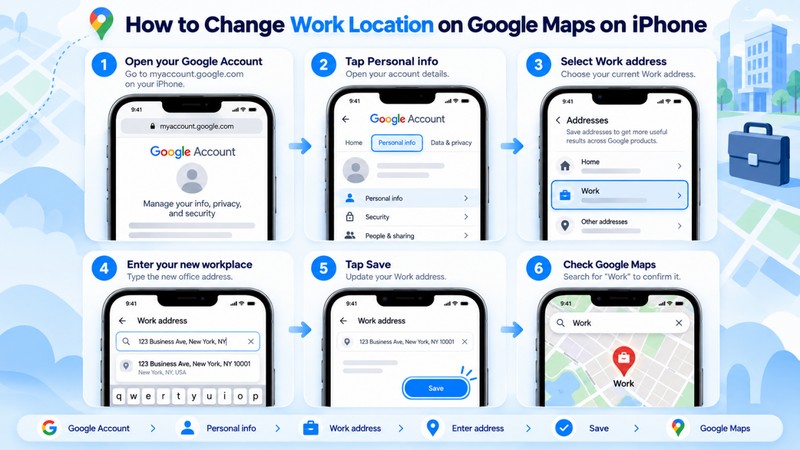 How to Change Work Location on Google Maps on iPhone