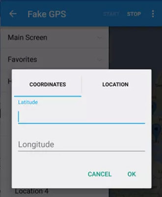 Select new location by Fake GPS app