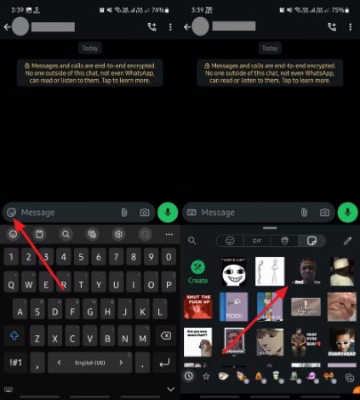 access sticker in android