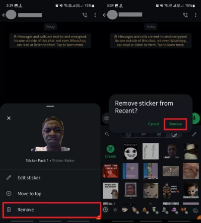 continue choosing remove option
