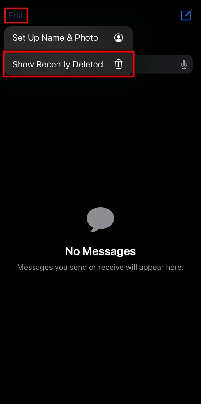 proceed with show recently deleted