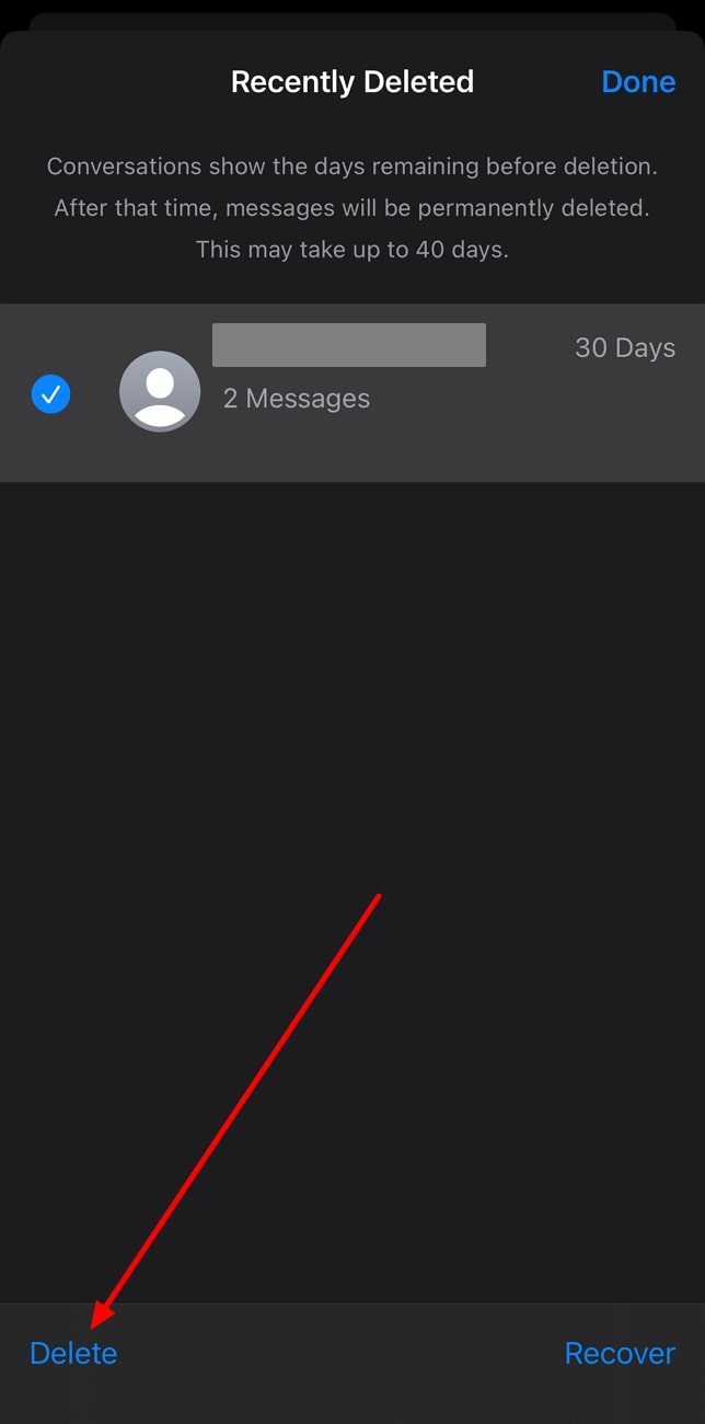 tap the delete option