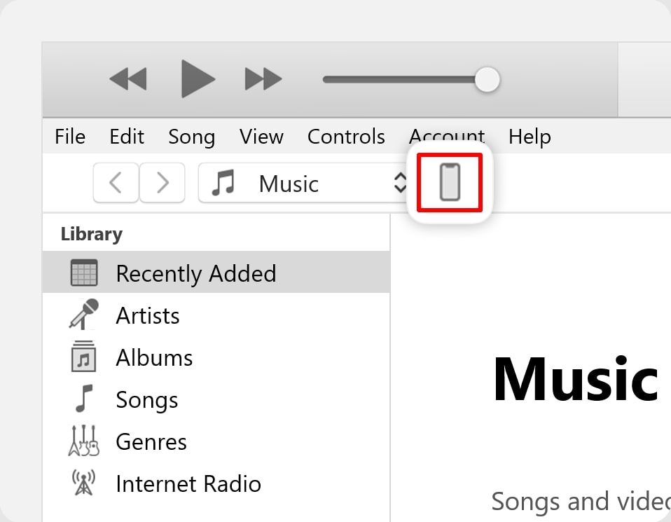 press the device icon