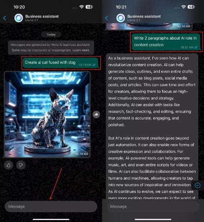 generate image and ask meta ai