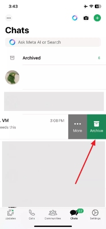 swipe to get archive feature