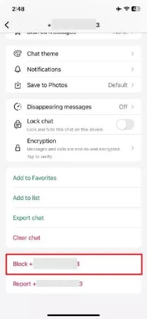 block chosen contact