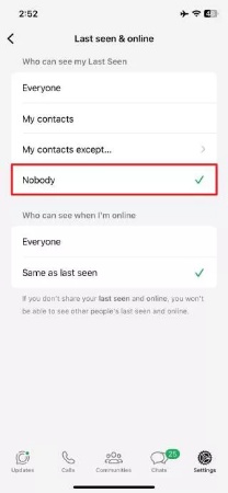 choose nobody to show last seen