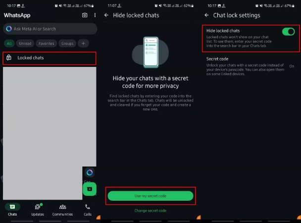 hide locked chats on android