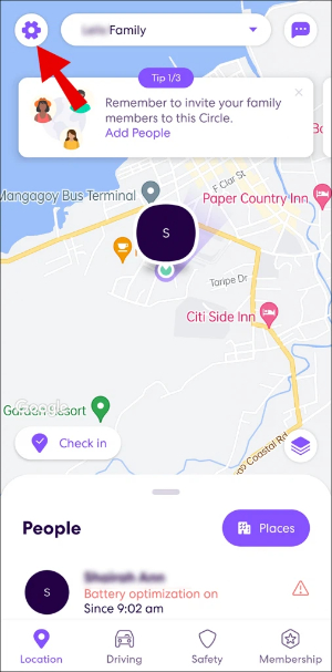 how to leave life360 circle tap settings