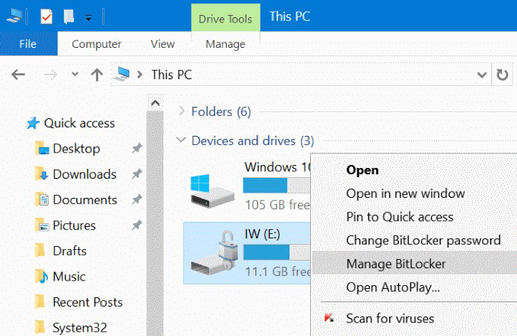how to password protect a flash drive windows 10