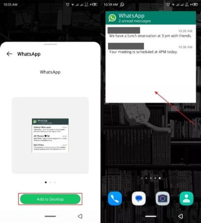 tap add to desktop button