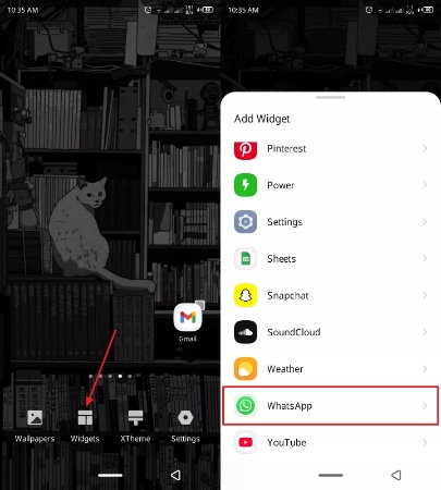 add whatsapp widget android