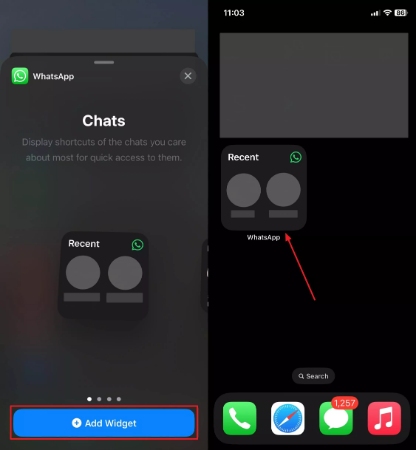 press add widget button iphone