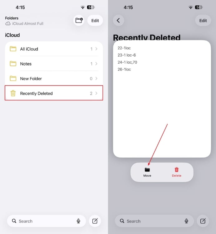 restore deleted notes