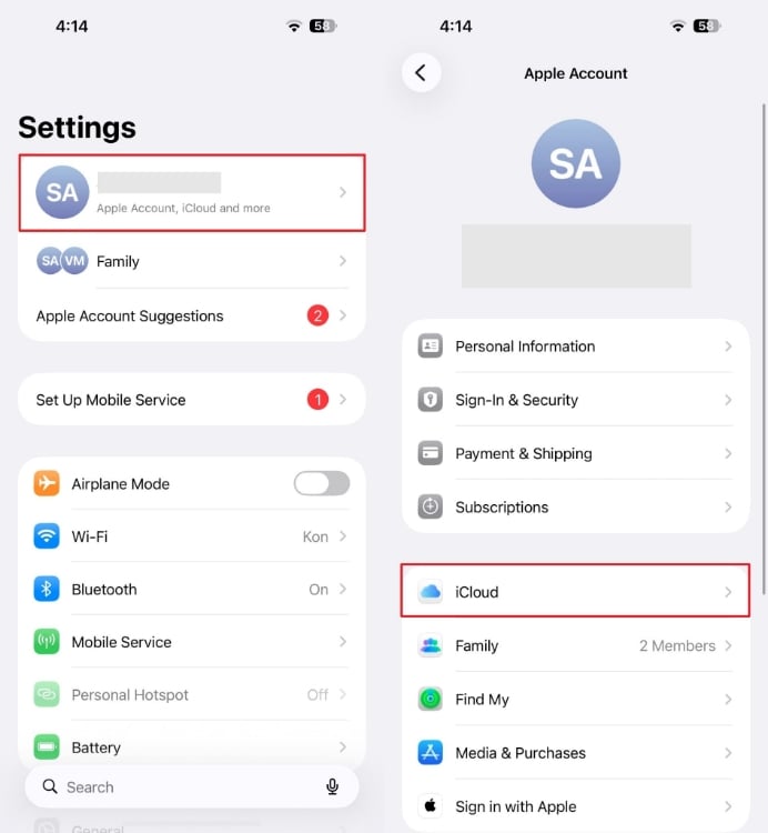 access icloud settings