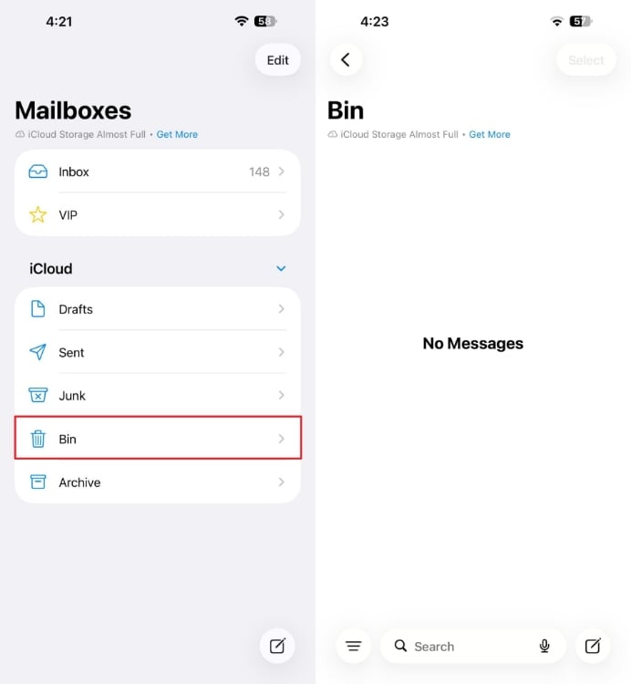 get back deleted notes from bin