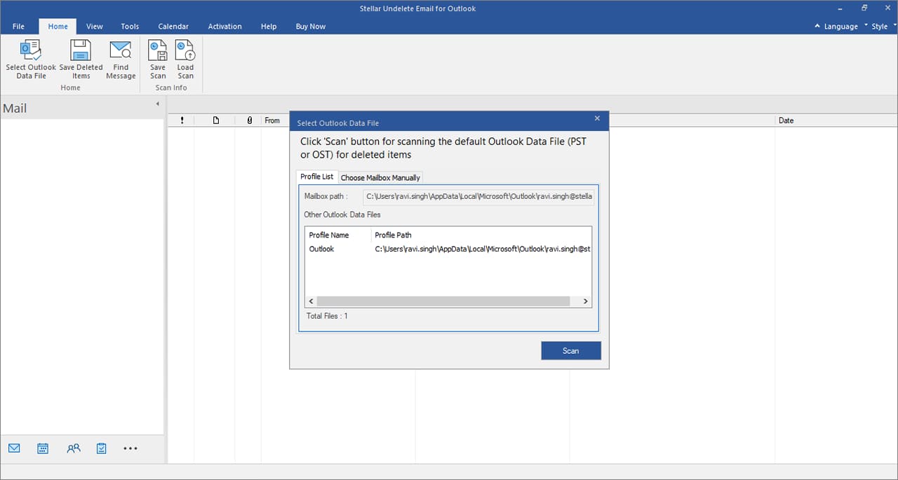 scan for emails in steller software