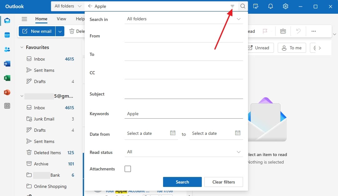 apply search filters