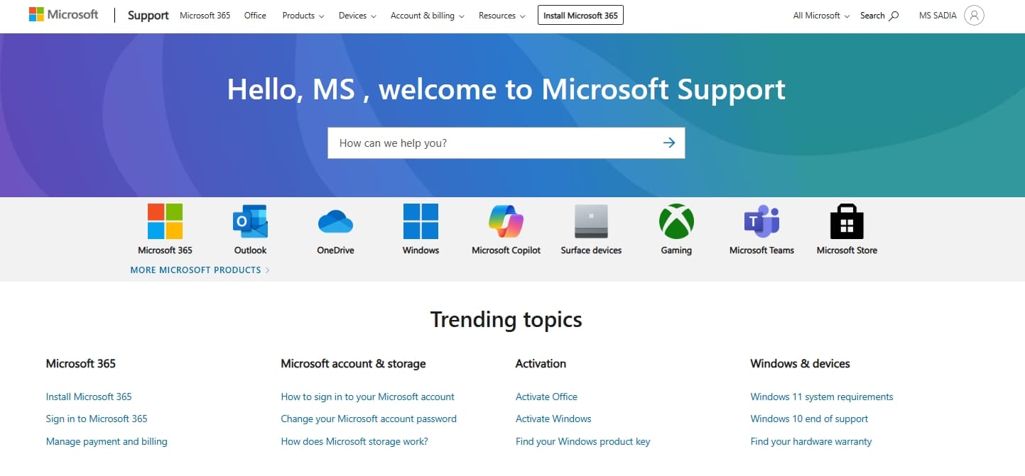 contact microsoft support for help