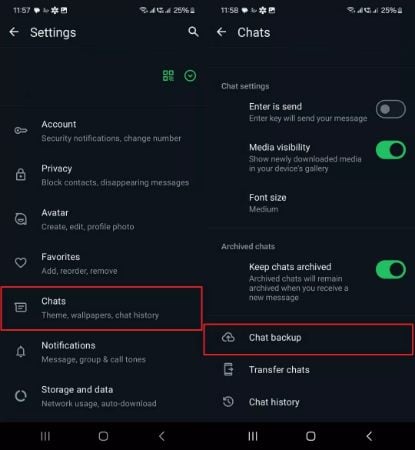 create the whatsapp backup