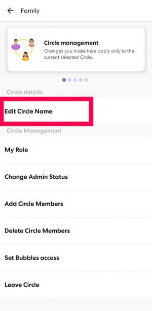 how to rename life360 circle