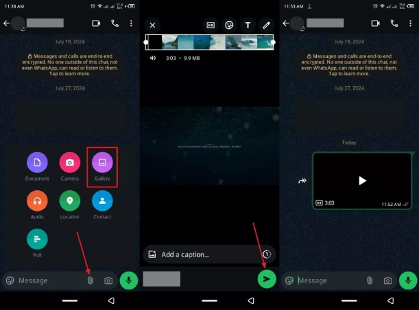 tap attachment icon and gallery
