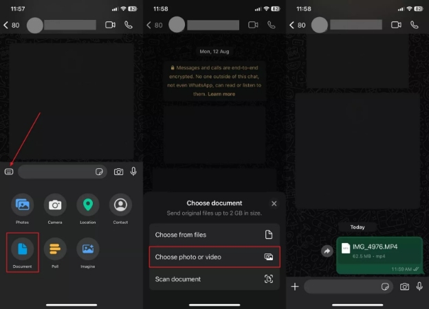 use choose photo or video button