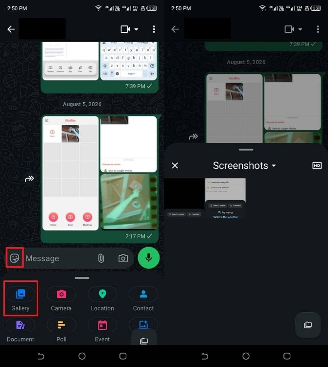 tap on gallery