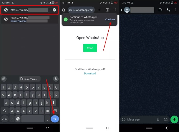 enter url and tap continue