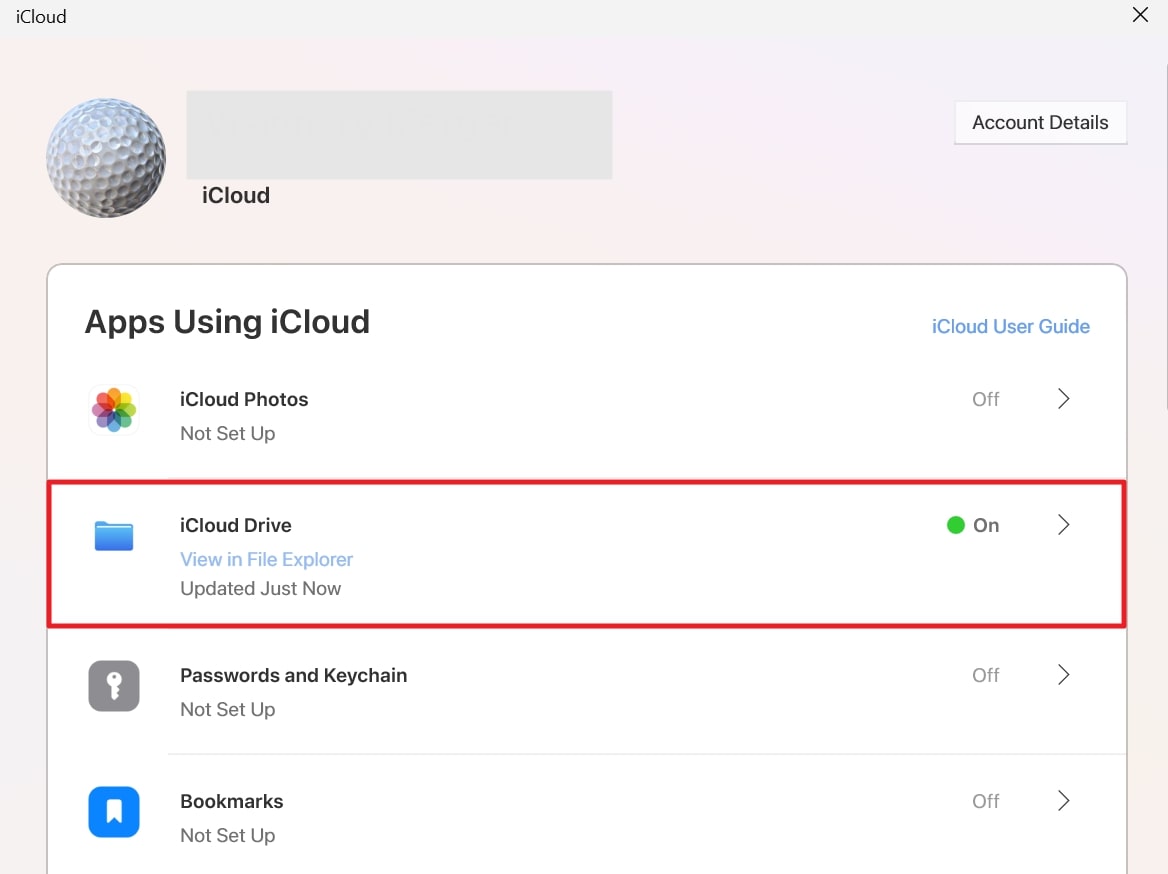 get into icloud drive settings
