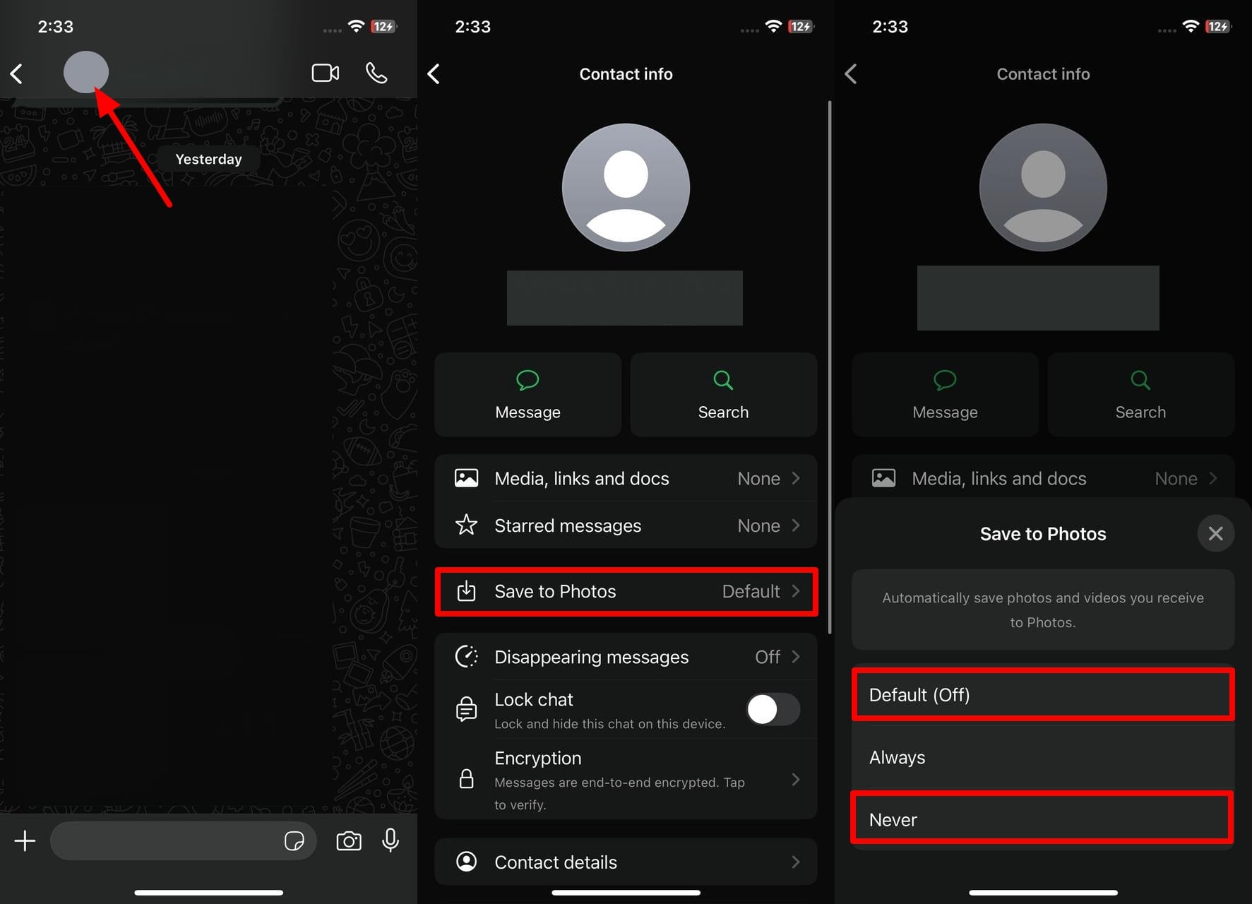 never save photos to gallery ios