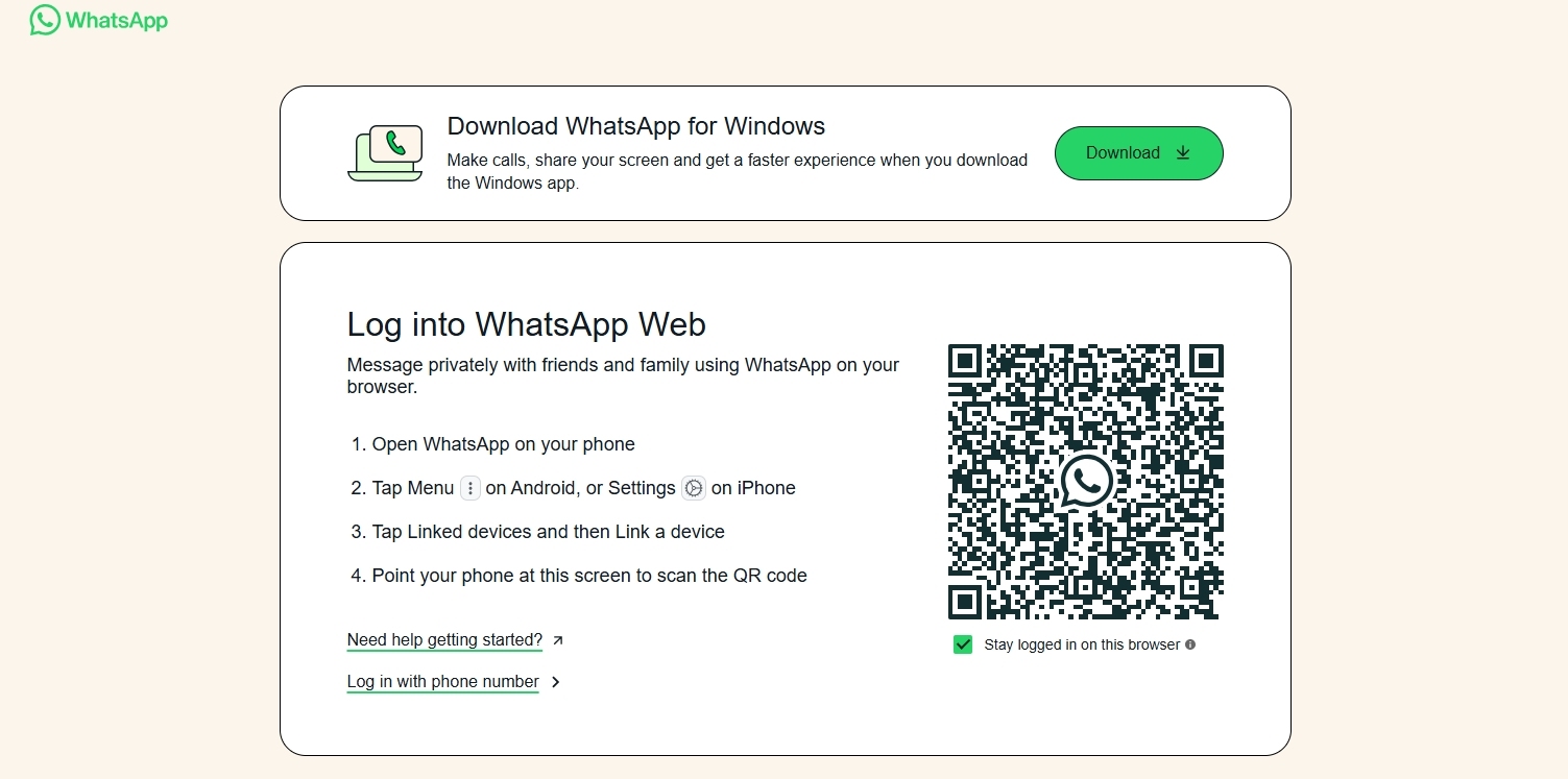 access whatsapp on web